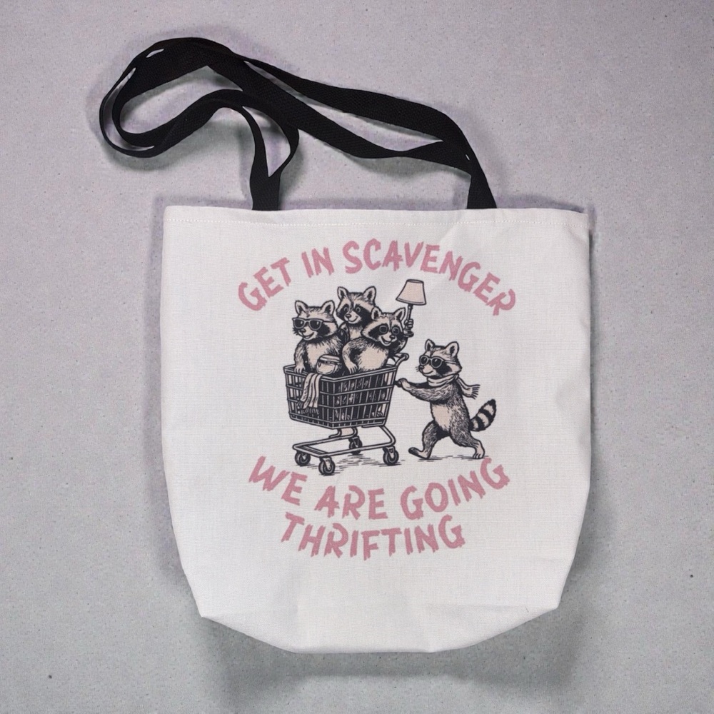 Raccoon Thrifting Tote Bag